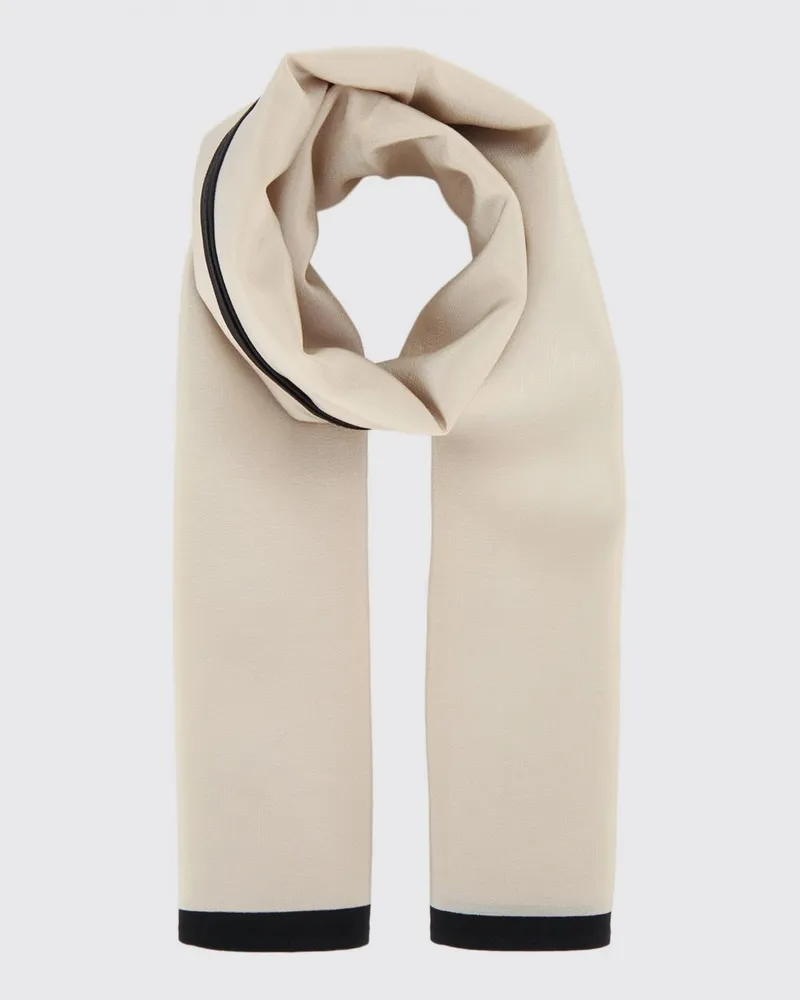 Totême Quadratischer Seidenschal mit kontrastierendem Monogramm-Print Beige