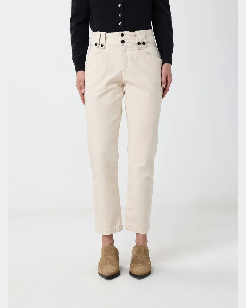 Isabel Marant Birdy Skinny-Hose aus Stretch-Baumwolle mit mittlerer Leibhöhe Beige