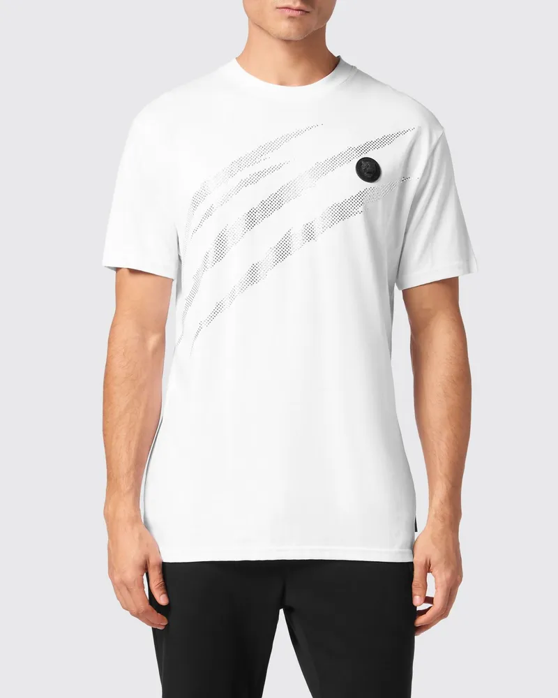 Philipp Plein Baumwoll-T-Shirt mit Strass-Logo Weiß