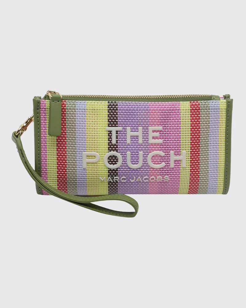 Marc Jacobs Große The Large Pouch Clutch von aus gestreiftem Mesh mit Kontrastlogo Pink