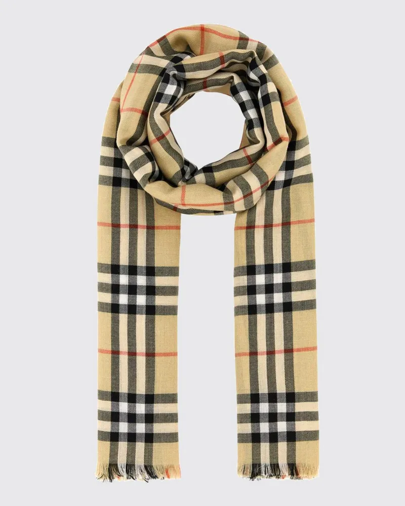 Burberry Rechteckiger -Schal aus Kaschmir- und Wollmischung mit Karomuster Sand