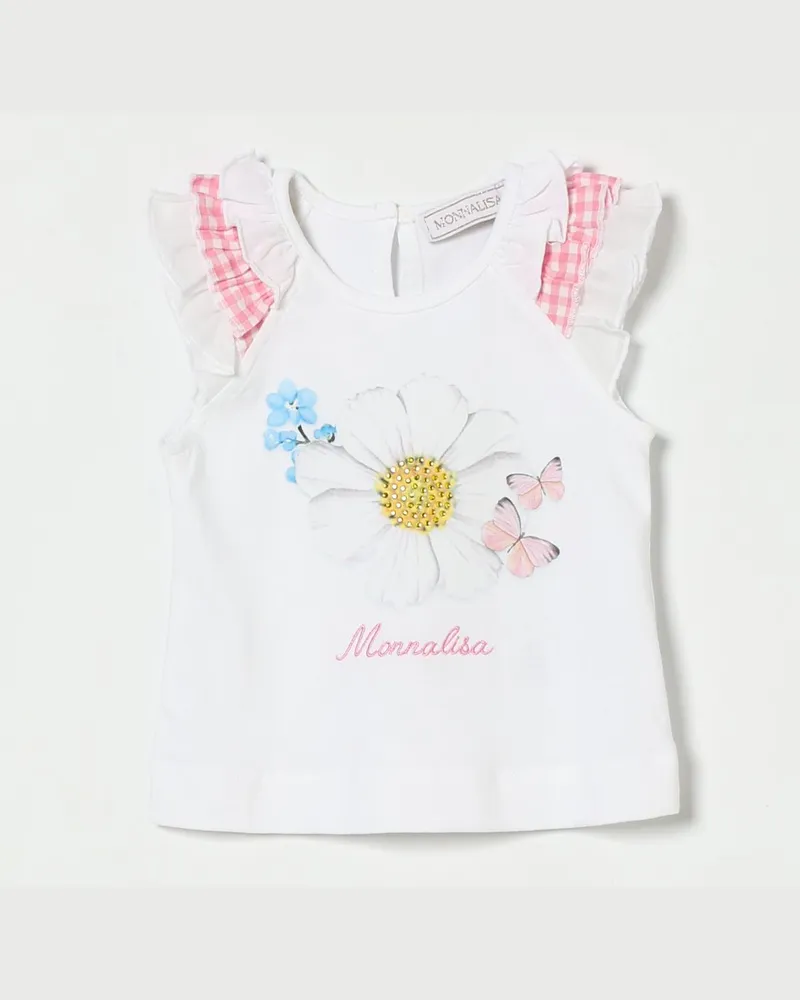Monnalisa Baumwoll-Tanktop mit Blumenprint Weiß