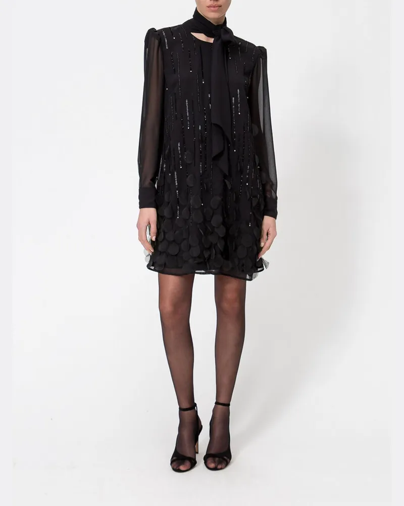 Twin-Set Zeremonie-Minikleid mit Schalkragen und Pailletten Schwarz