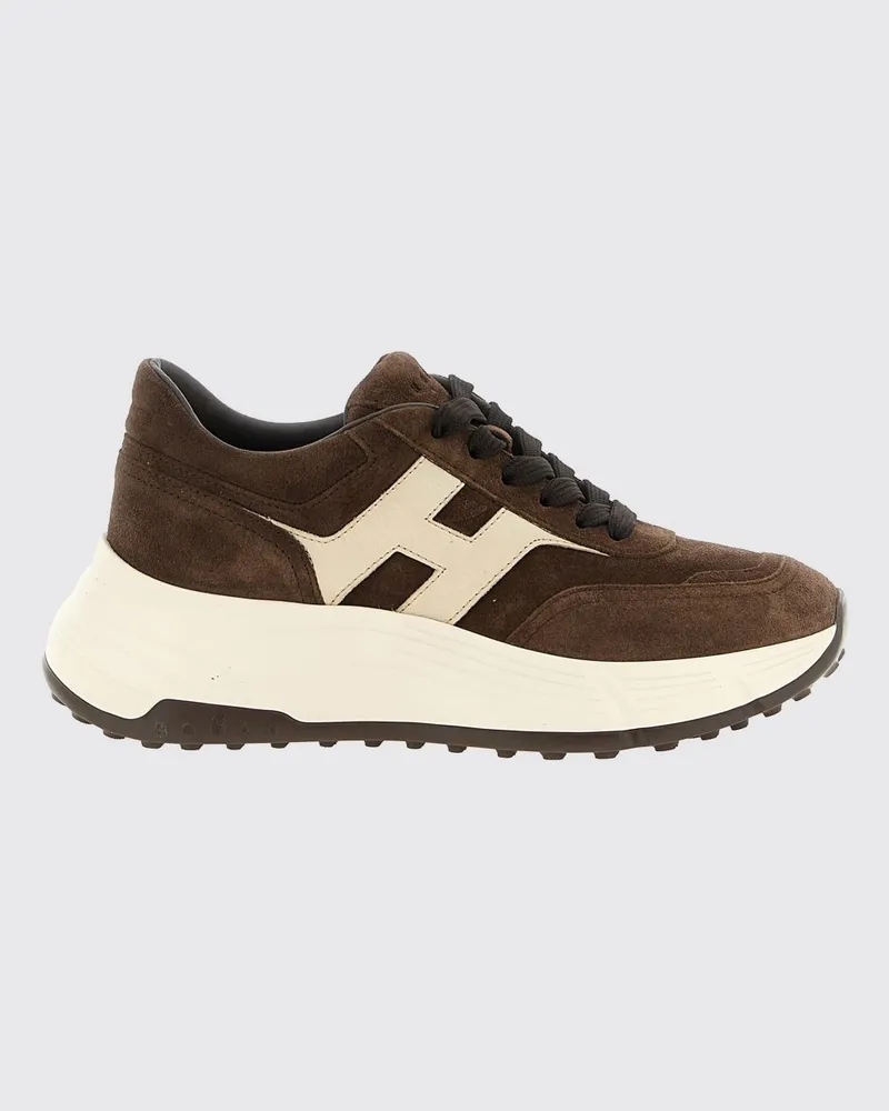 Hogan H669 Sneaker aus Kalbsleder und Veloursleder mit Chunky-Sohle Braun