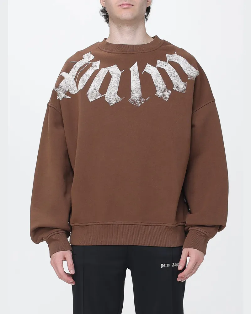 Palm Angels Oversized-Sweatshirt mit Rundhalsausschnitt von aus Baumwolle mit Logodruck Braun