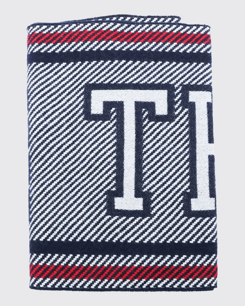 Thom Browne Schal von aus reiner Schurwolle mit Streifenmuster und Logo Bunt