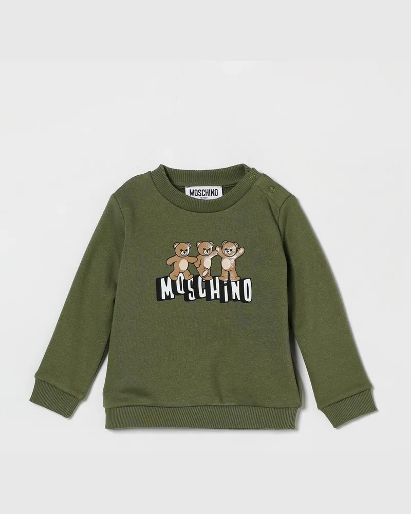 Moschino Teddy Bear Baumwoll-Rundhals-Sweatshirt Grün