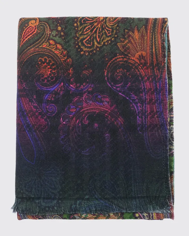 Etro Schal aus reiner Wolle mit Paisley-Print und Fransenrändern Fa01