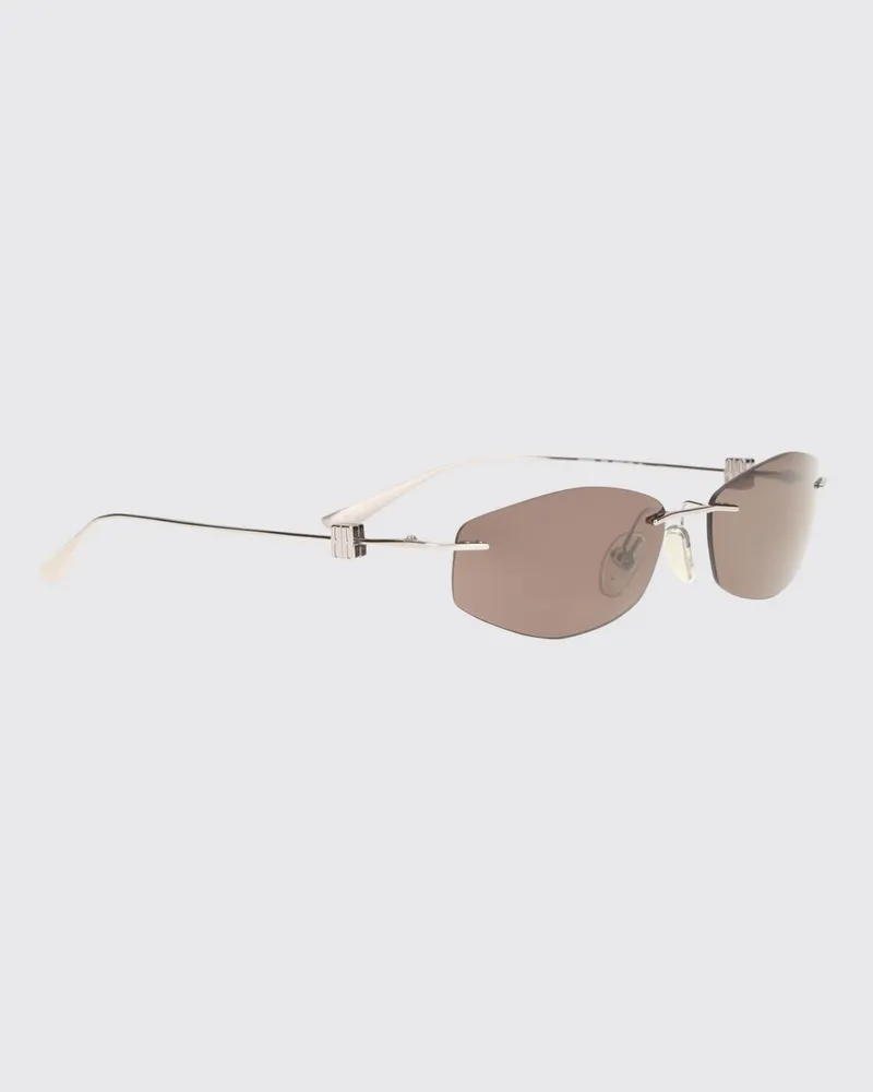 Balenciaga D-Frame Nano Rechteckige Sonnenbrille aus Metall mit getönten Gläsern Grau