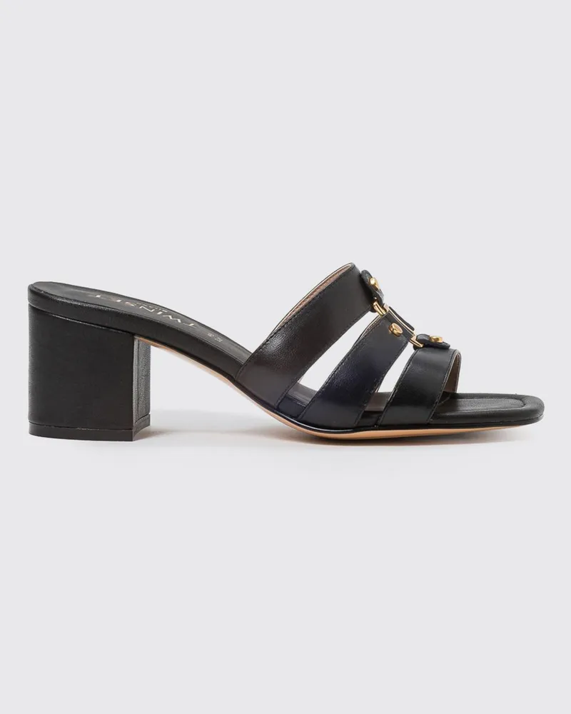 Twin-Set Leder-Mules Schwarz