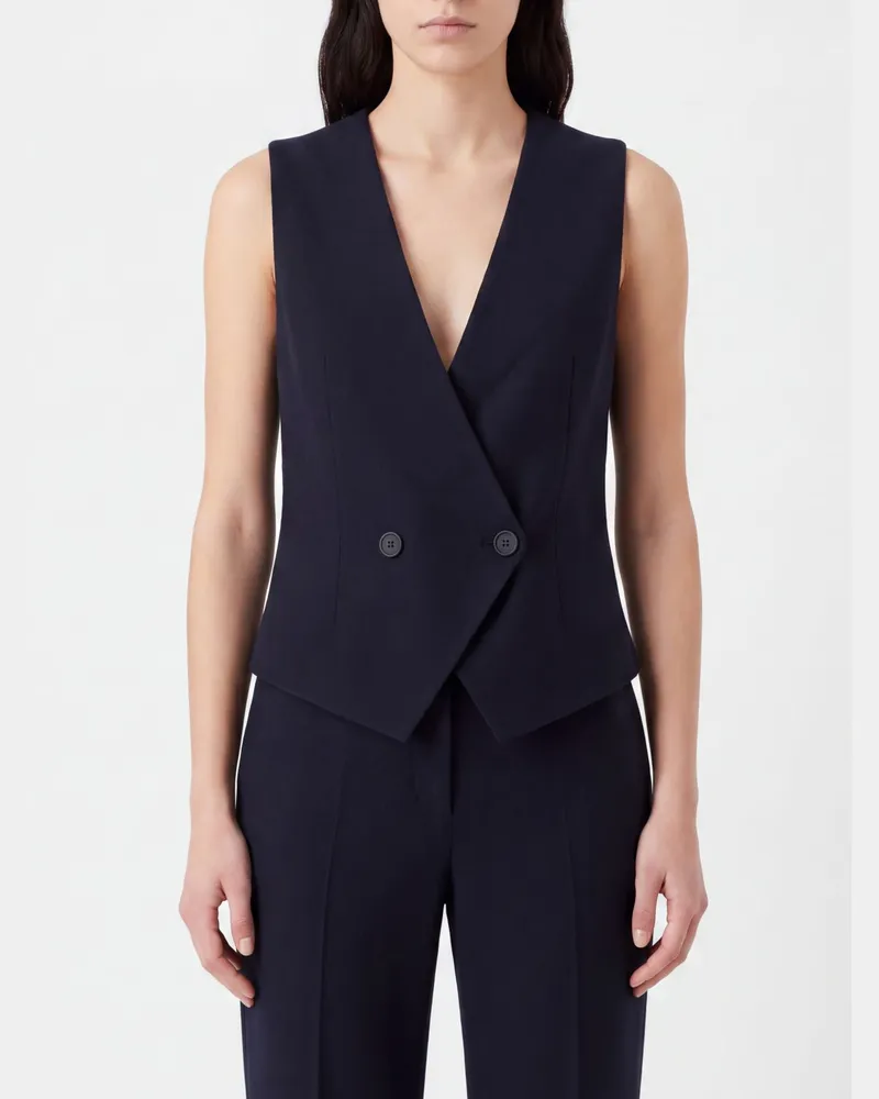 Giorgio Armani Slim-Fit-Weste aus Schurwolle mit V-Ausschnitt Blau