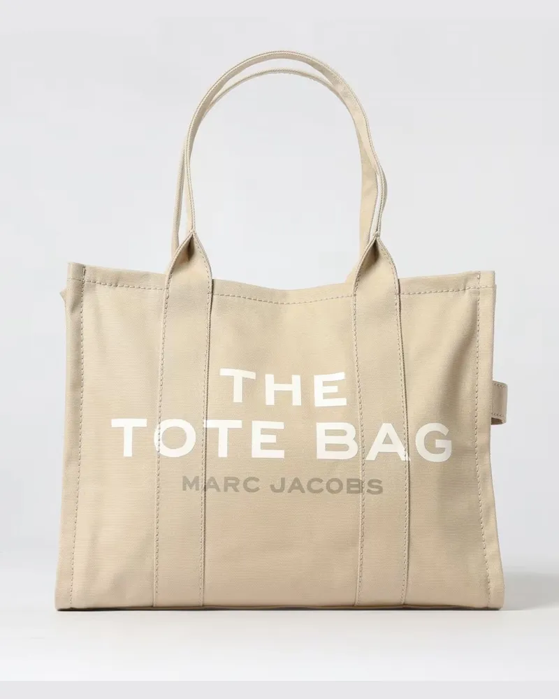 Marc Jacobs The Large Tote Bag aus Baumwoll-Canvas mit kontrastierendem Logo Beige