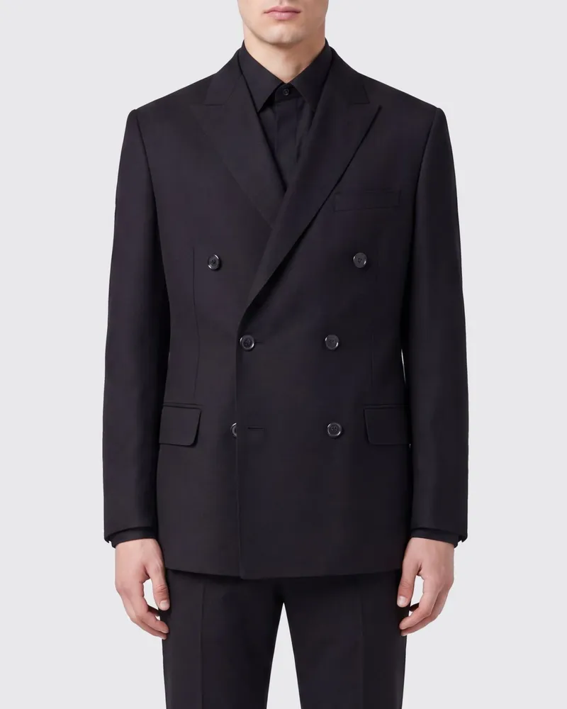 Golden Goose Zweireihiger Wollblazer mit fallendem Revers Schwarz