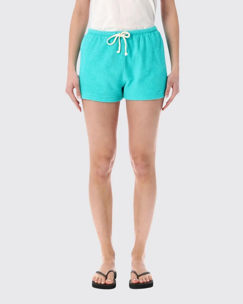 American Vintage Jogging-Shorts aus Baumwollfrottee mit Kordelzug Türkis