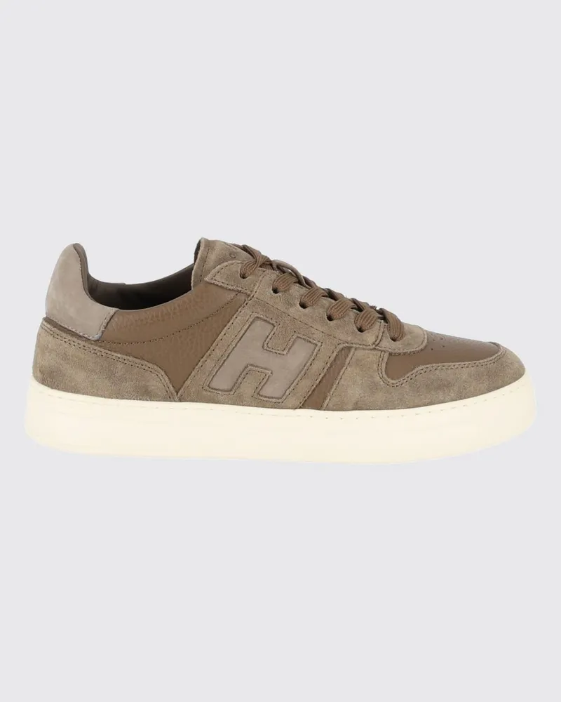 Hogan Zweifarbige H668 Sneakers aus gehämmertem und Velours-Kalbsleder Grün