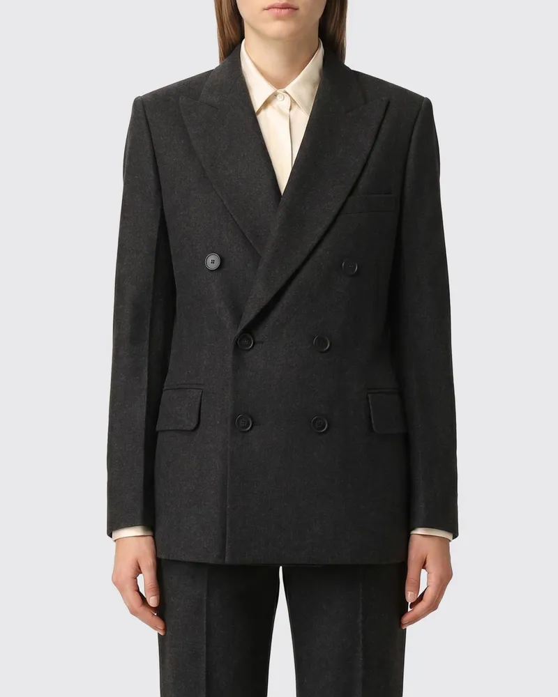 Victoria Beckham Zweireihiger Woll-Blazer mit steigendem Revers Grau