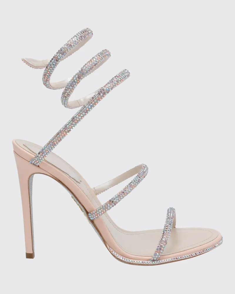 René Caovilla Cleo Stoff-Sandalen mit Strass und spiralförmigem Snake-Riemen Pink