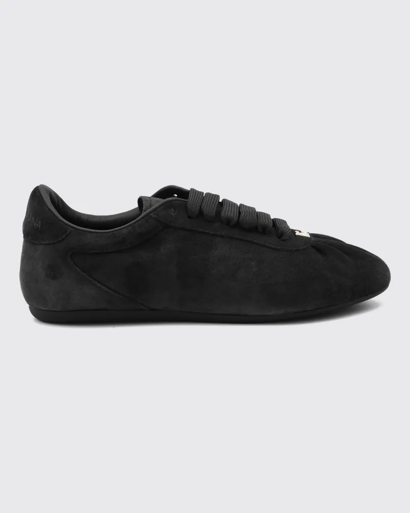 Dolce & Gabbana DOLCE  GABBANA Dolce & Gabbana Low-Top-Sneaker aus Veloursleder mit geprägtem Logo Schwarz