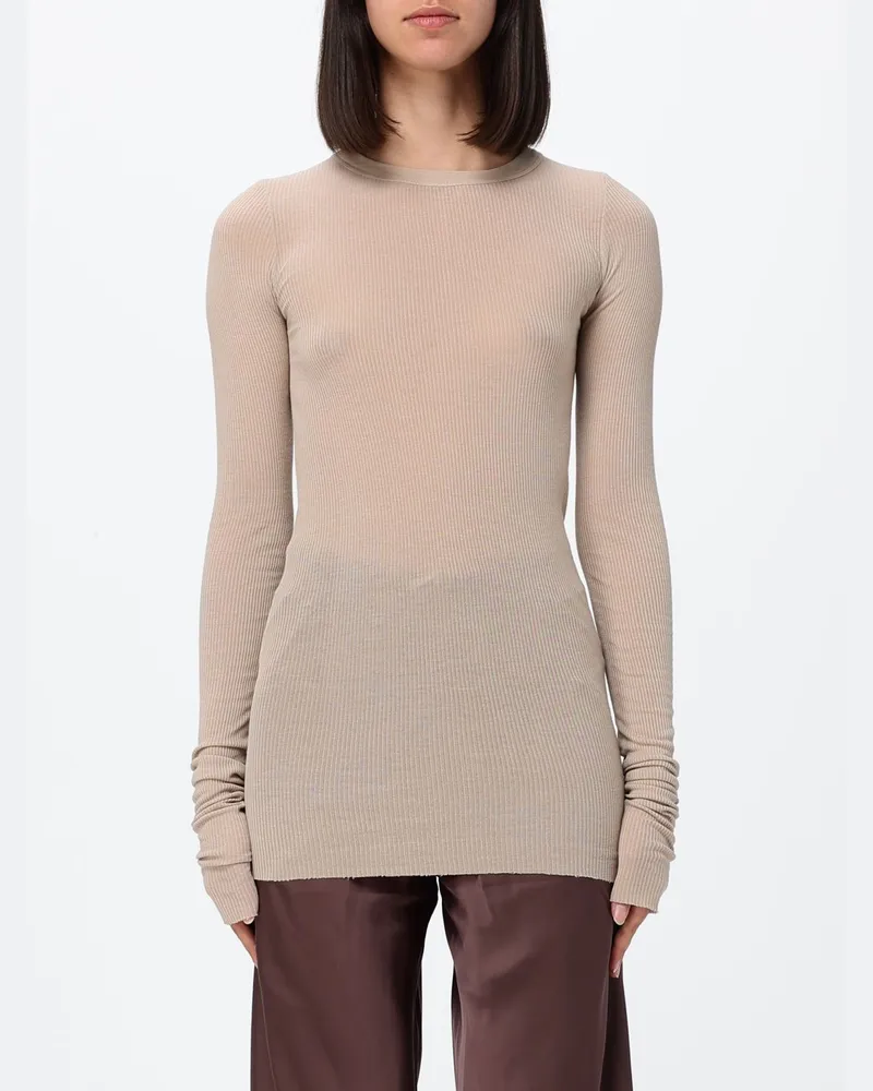 Rick Owens Slim Fit Langarm-Top von aus Viskose und Seide Grau