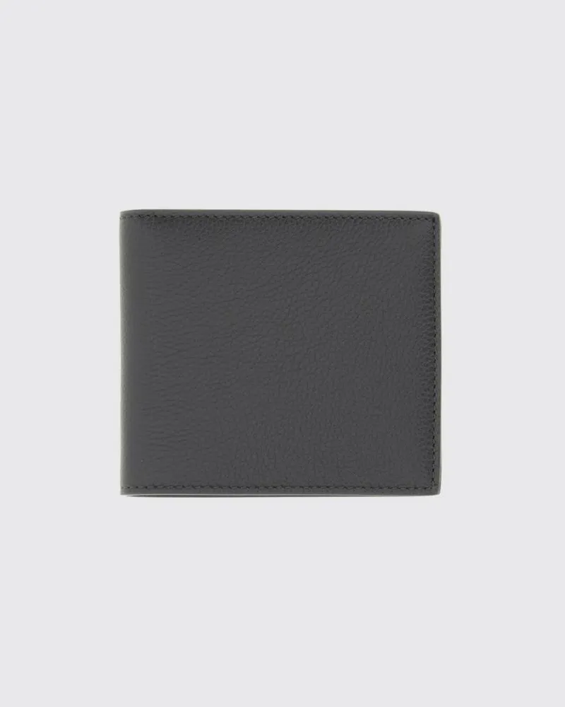Thom Browne Bifold-Portemonnaie aus vollnarbigem Leder mit 4-Bar-Motiv Grau