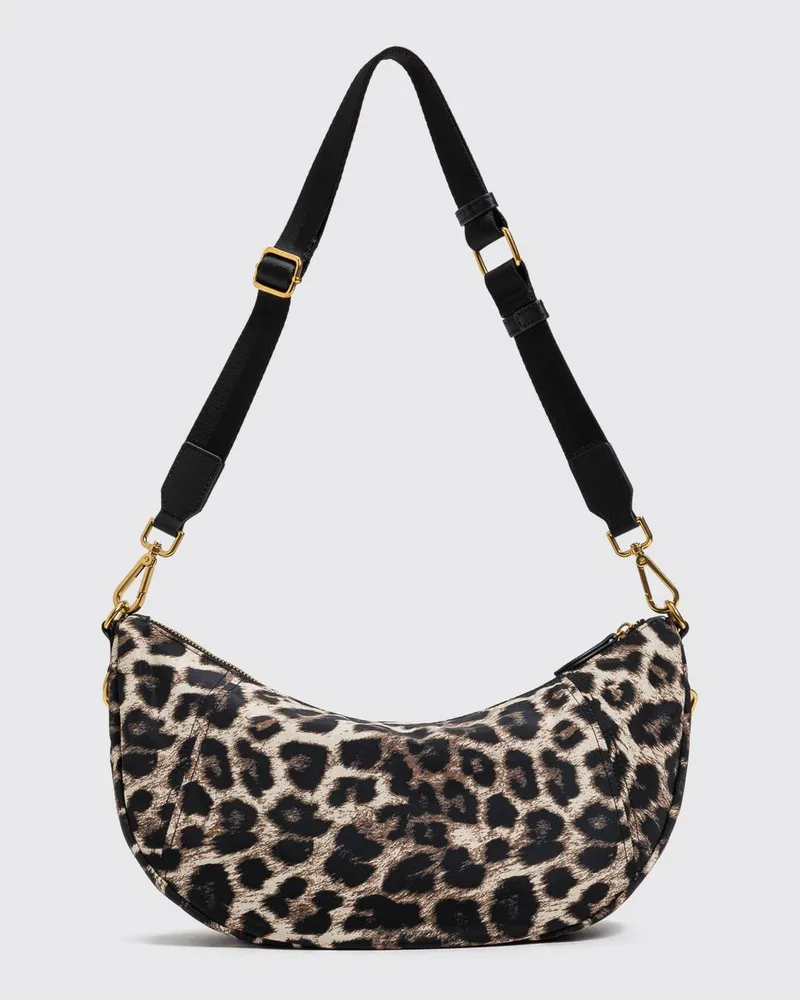 Twin-Set Halbmond-Schultertasche aus Polyester mit Animal-Print Bunt