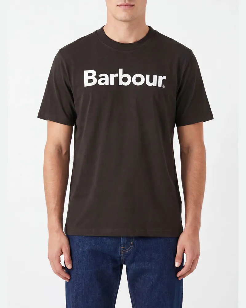 Barbour Baumwoll-T-Shirt mit Rundhalsausschnitt und aufgedrucktem Logo vorne Grün