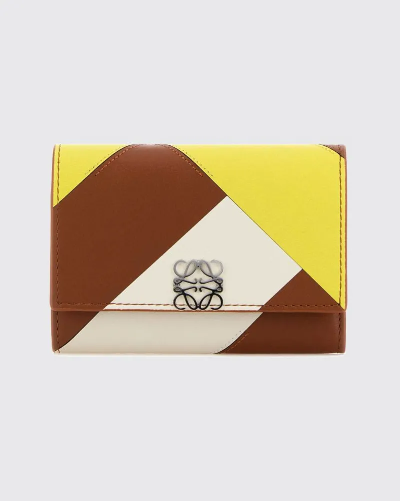 Loewe Anagram Tri-Fold-Brieftasche aus Kalbsleder mit Monogramm Braun