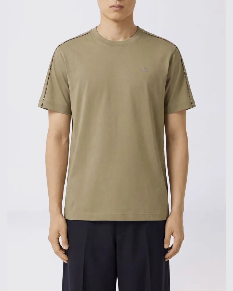 Burberry Rundhals-T-Shirt aus Baumwolle mit Ton-in-Ton gesticktem EKD-Logo Braun