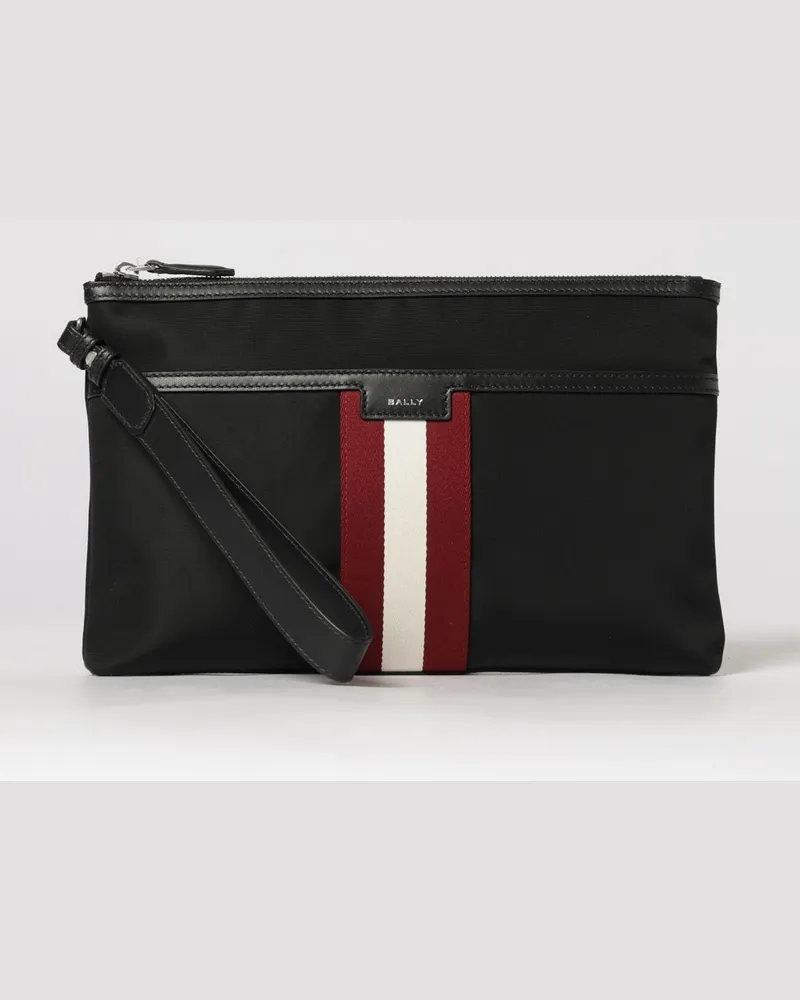Bally Dokumentenhalter Code aus Nylon mit Streifendetail und abnehmbarem Griff Schwarz
