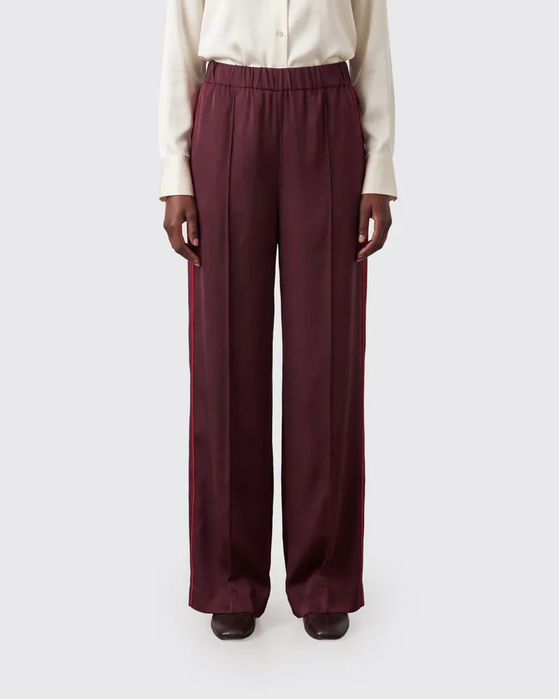 For Restless Sleepers F.R FOR RESTLESS SLEEPERS Palazzo-Hose aus Viskose mit hohem Gummibund Burgunderrot