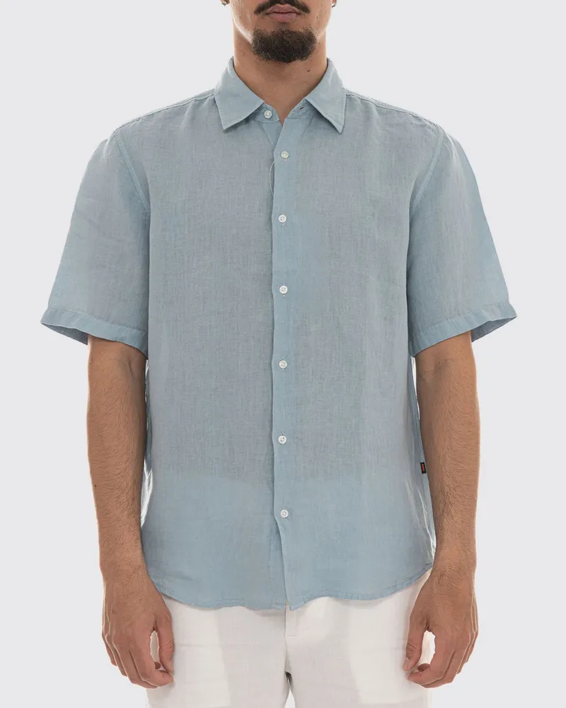 HUGO BOSS Leinenmischgewebe-Hemd Hellblau
