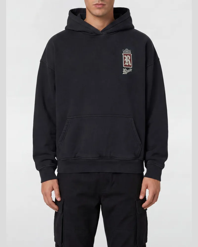 RHUDE Baumwoll-Hoodie mit Kängurutasche und kontrastierendem Logo Schwarz
