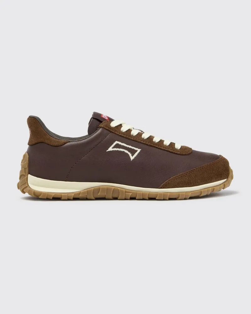 Camper Drift Walk Sneakers aus Leder und Wildleder mit gesticktem Logo Braun