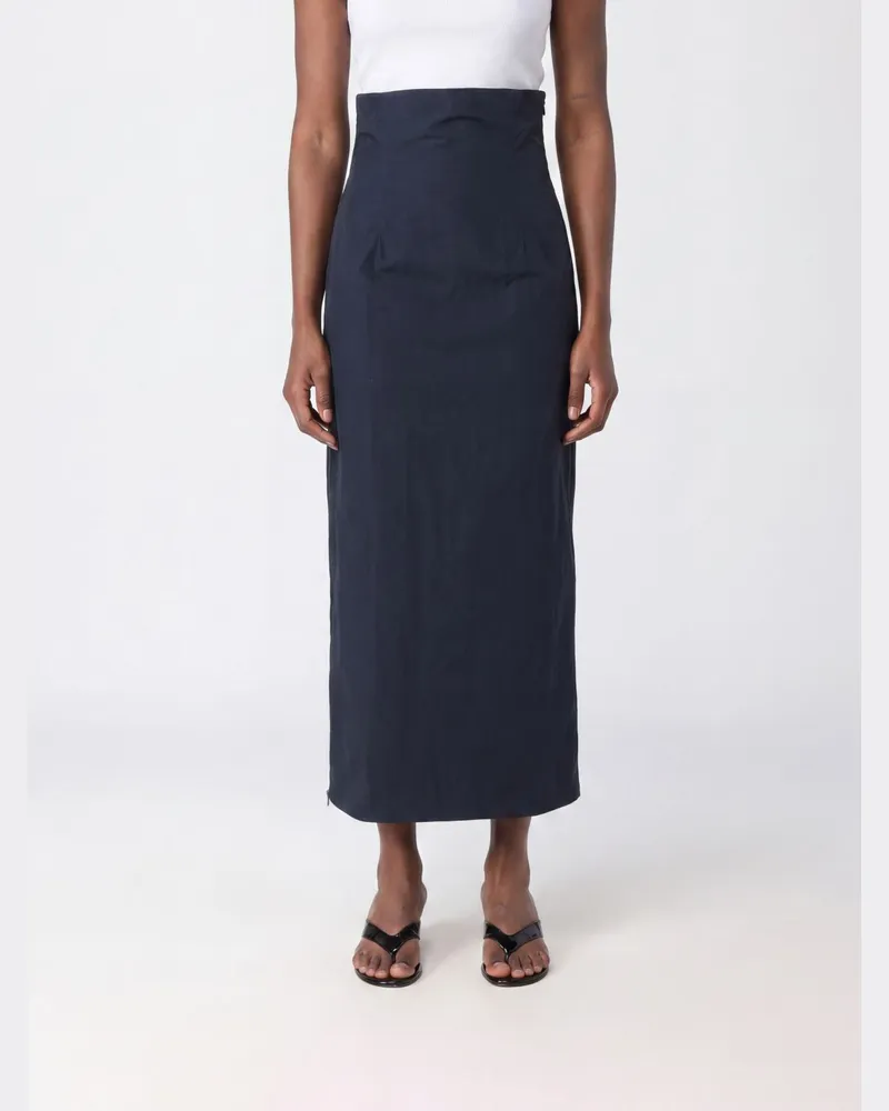 Paloma Wool Midi-Bleistiftrock mit hoher Taille aus recyceltem Stoff Blau