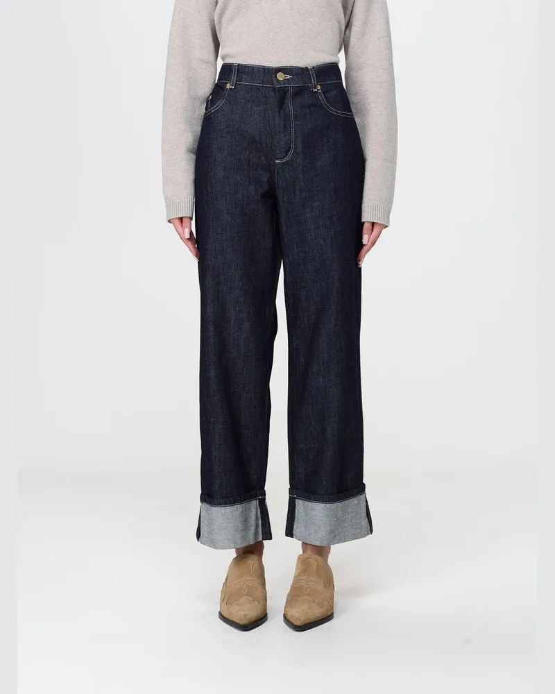 Max Mara Cropped-Jeans mit weitem Bein und hoher Taille von aus Baumwoll- und Kapok-Denim Denim