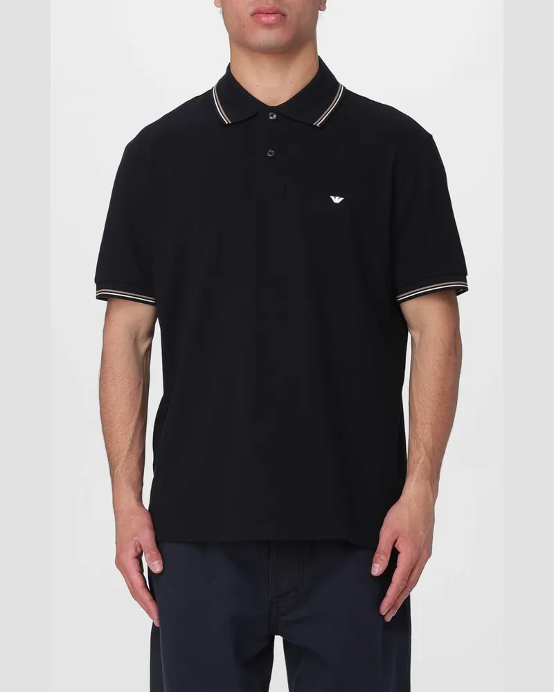 Emporio Armani Stretch-Baumwoll-Polohemd Schwarz