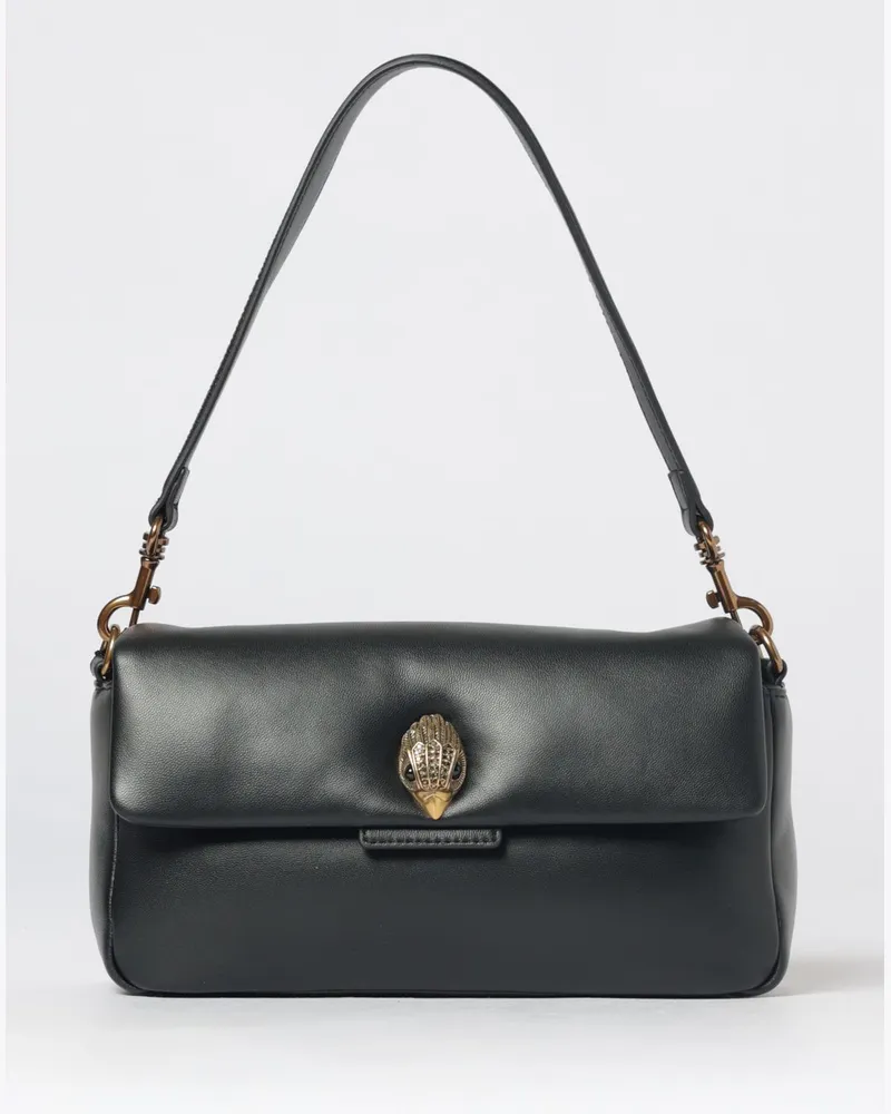 Kurt Geiger Oxford Schultertasche aus Leder mit Strass-Logo Schwarz