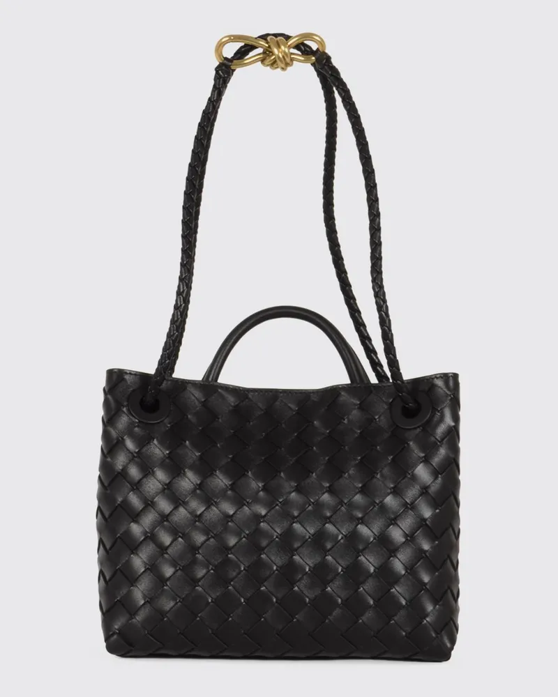 Bottega Veneta Kleine Handtasche Andiamo aus geflochtenem Leder mit Schultergurt Schwarz