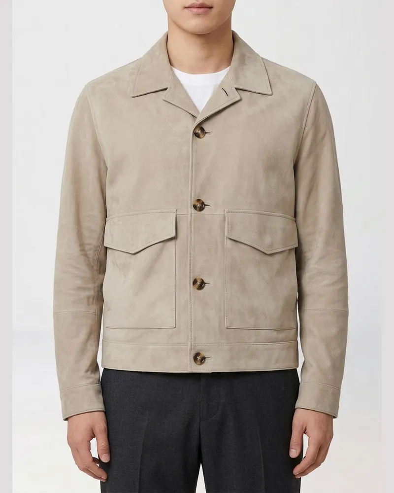 Brunello Cucinelli Jacke aus Wildkalbsleder Kaki