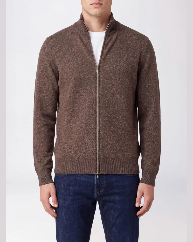Brunello Cucinelli Rollkragen-Cardigan aus reinem Kaschmir mit Reißverschluss Dark