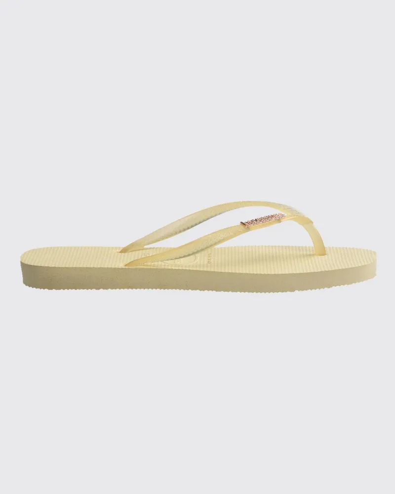 Havaianas Slim Split Zehentrenner-Sandalen aus Gummi mit niedrigem Absatz Beige