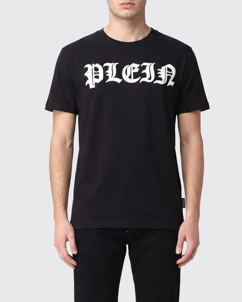 Philipp Plein Gothic T-Shirt aus Baumwolle mit kontrastierendem Logoprint auf der Brust Schwarz