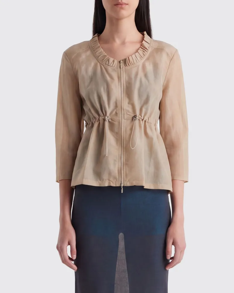 Paloma Wool Kurze, leichte Jacke aus Seidenmischung mit Kordelzug in der Taille Beige