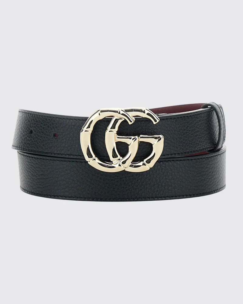 Gucci GG Marmont Gürtel aus genarbtem Kalbsleder mit Doppel-G-Schnalle Schwarz