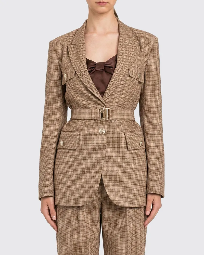 Twin-Set Einreihiger Viskosemischblazer Braun