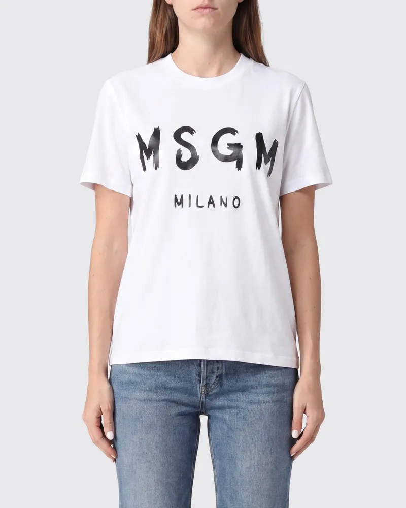 MSGM Baumwoll-T-Shirts mit Logo Weiß