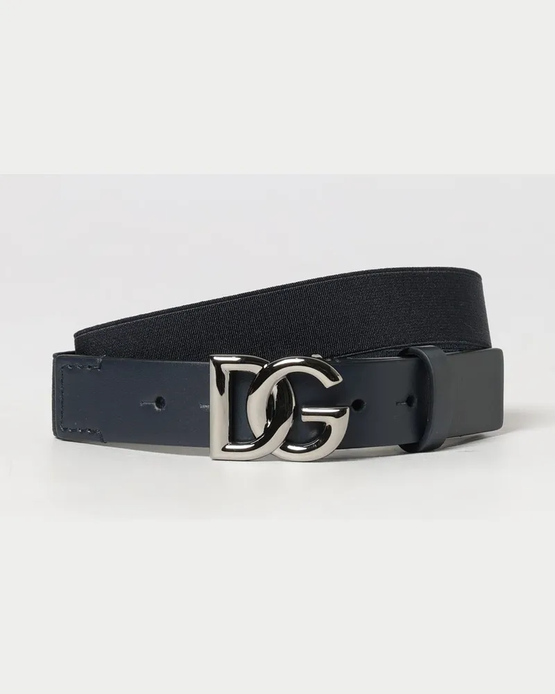 Dolce & Gabbana DOLCE  GABBANA Dolce & Gabbana Gürtel für Jungen aus Stretch-Stoff und Leder mit DG-Schnalle Blau
