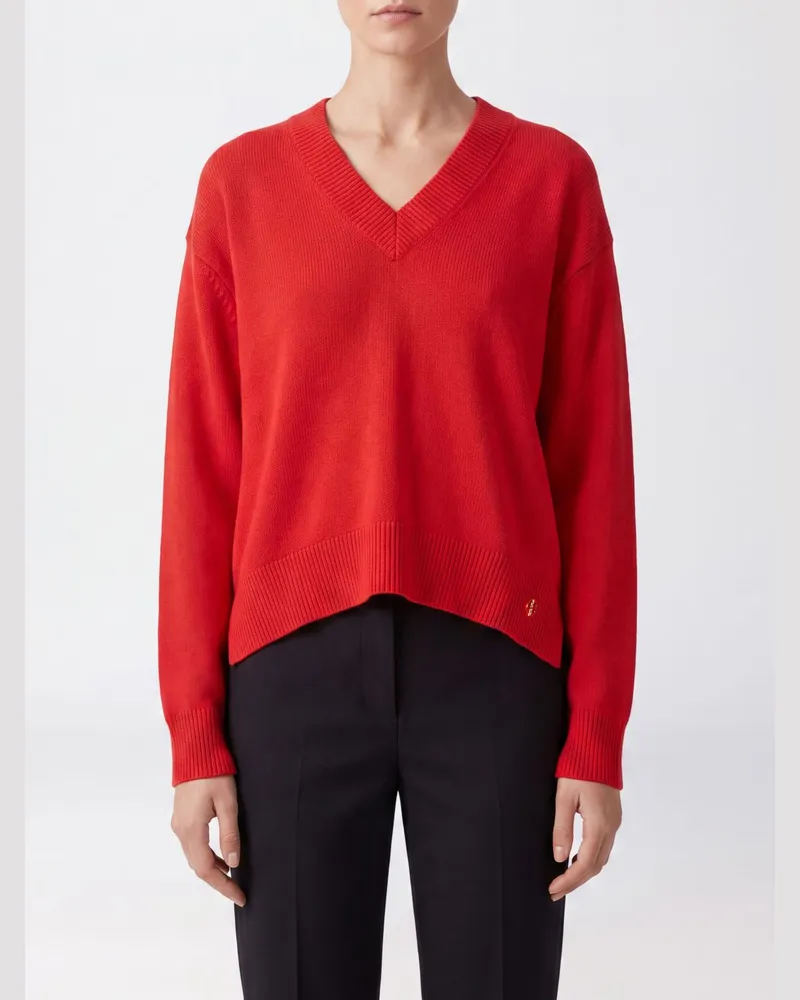 Anine Bing V-Ausschnitt-Pullover aus 100% Kaschmir mit Rippbündchen Rot