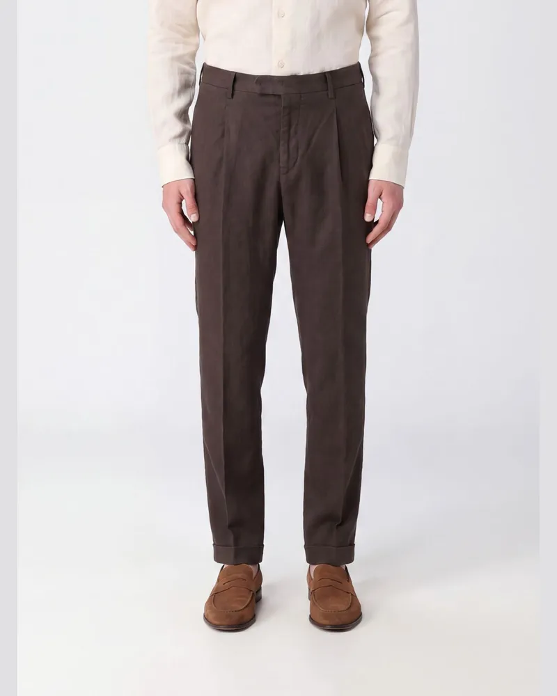 PT TORINO Slim-Fit-Chinohose aus Stretch-Baumwolle mit Bundfalten Braun