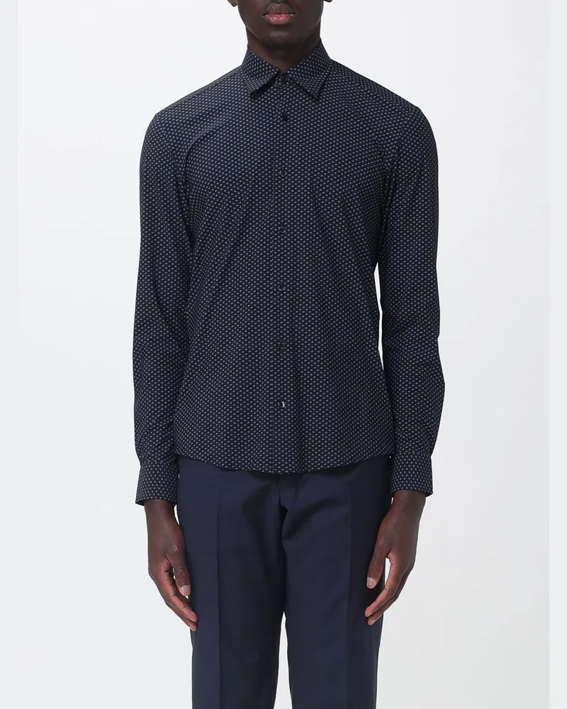HUGO BOSS Slim Fit Hemd aus Jersey Blau
